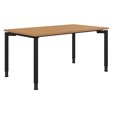 Schreibtisch mit 4-Fußgestell - höhenverstellbar 680 – 820 mm, Breite 1600 mm, Buche